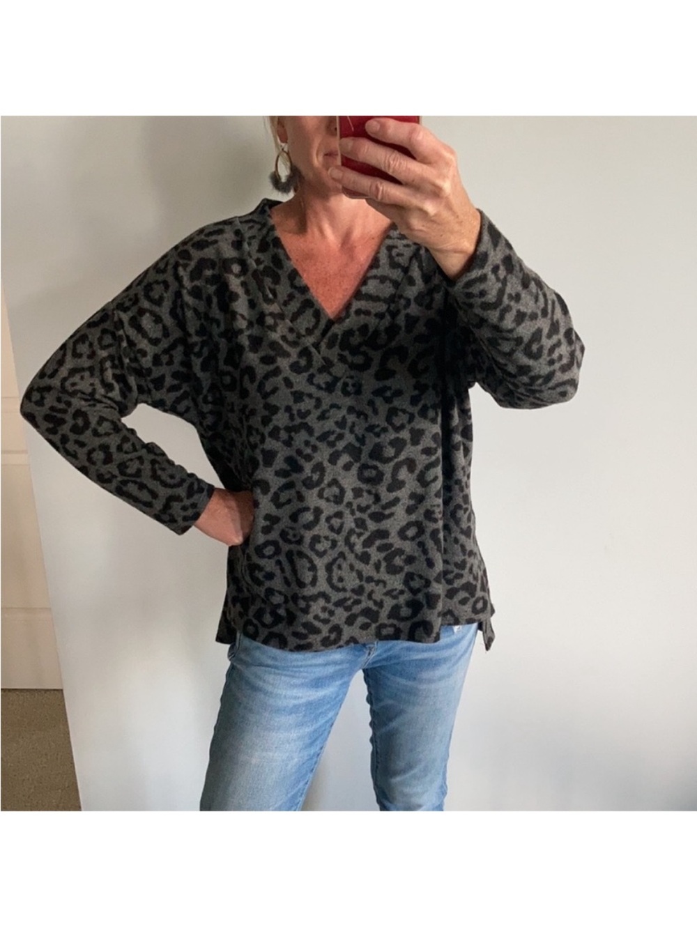 Long Sleeve Animal Print Tunic Top - Picture 2 of 7